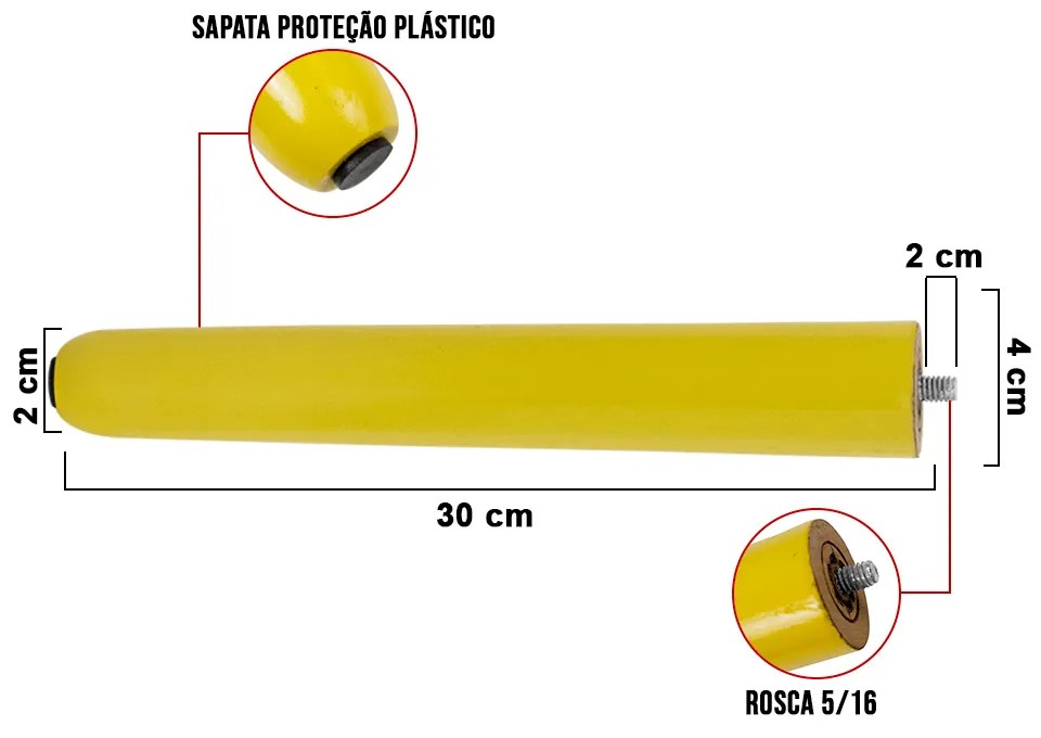 Kit 04 Pés Palito Amarelo 30 cm - D'Rossi