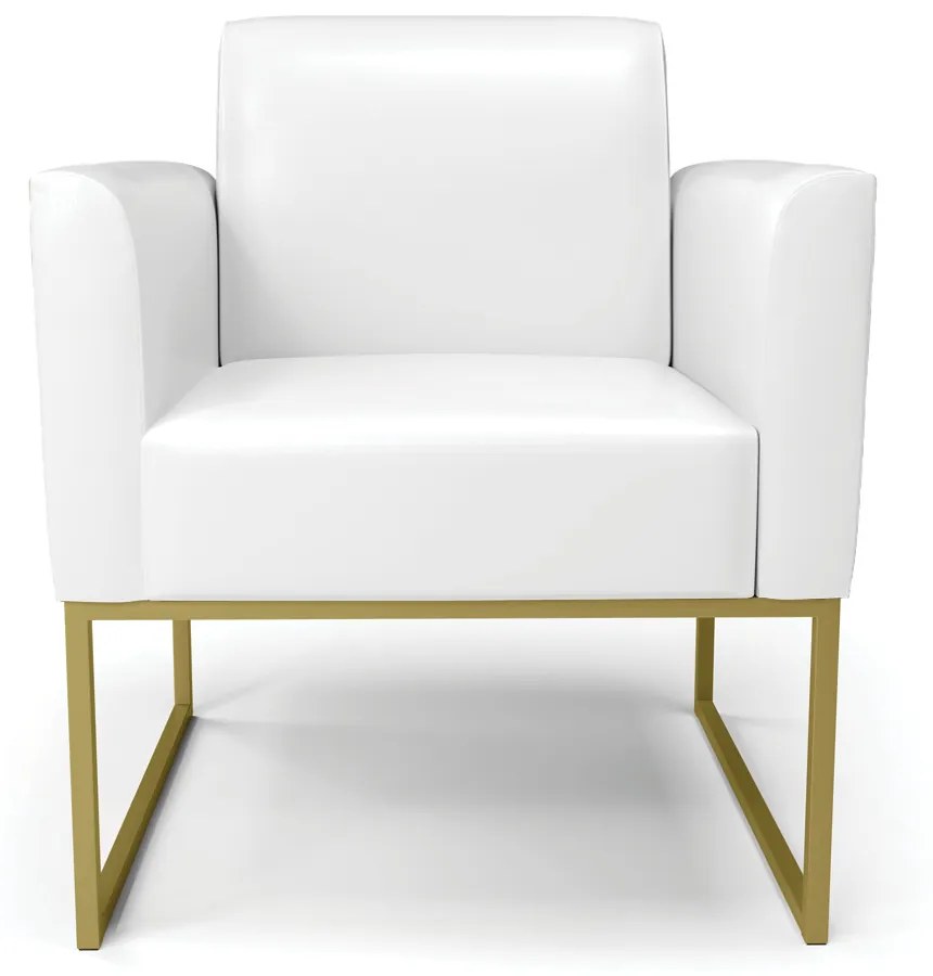 Kit 2 Poltronas Base Industrial Dourado Marisa Corano D03 - D'Rossi - Branco