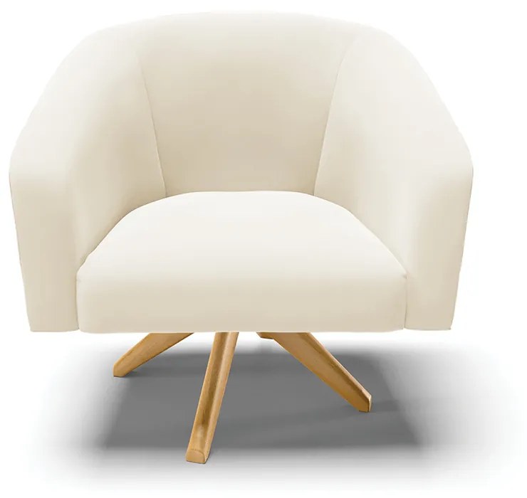 Poltrona Decorativa Giratória MA30 Kit 2 Stella Veludo D03 - D'Rossi - Bege