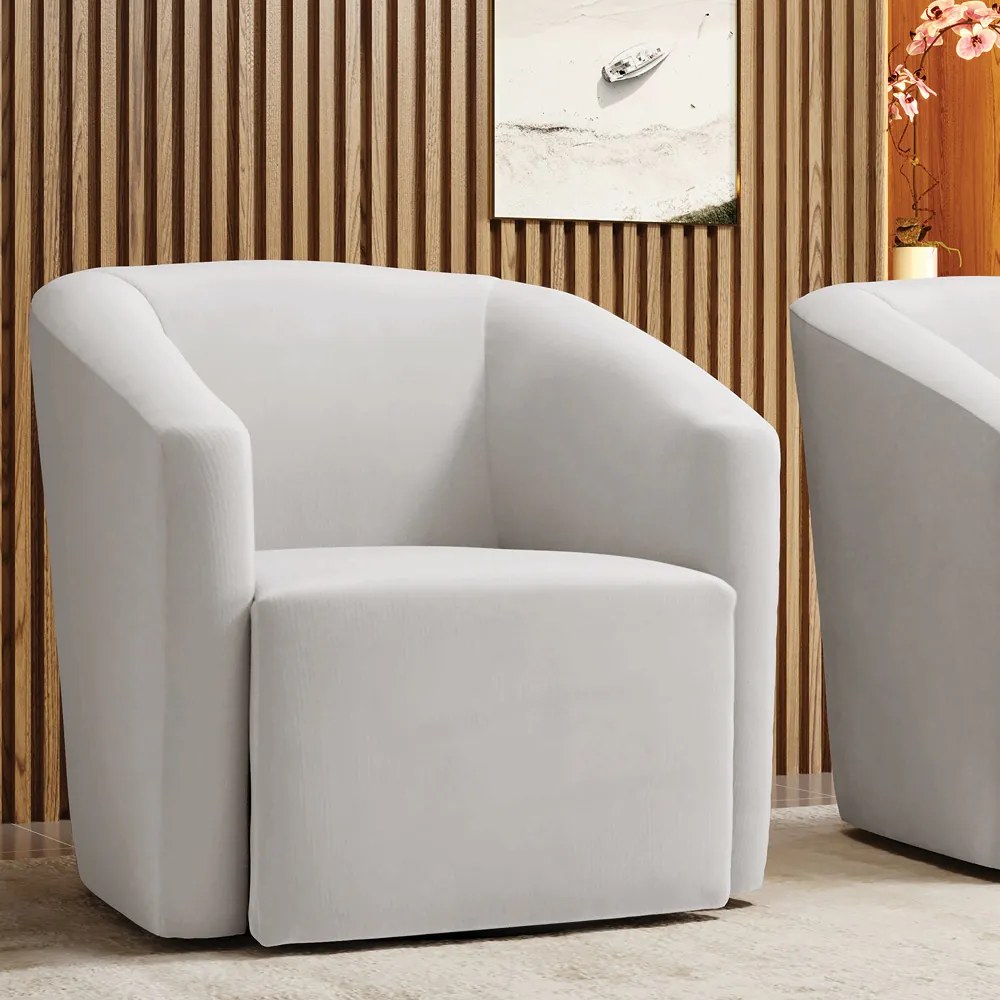 Poltrona Decorativa Base Giratória Stella Max Veludo Cinza D03 - D'Rossi