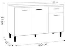 Balcão Cozinha Pia 120cm com Tampo Classic P11 Chocolate/Off - Mpozena