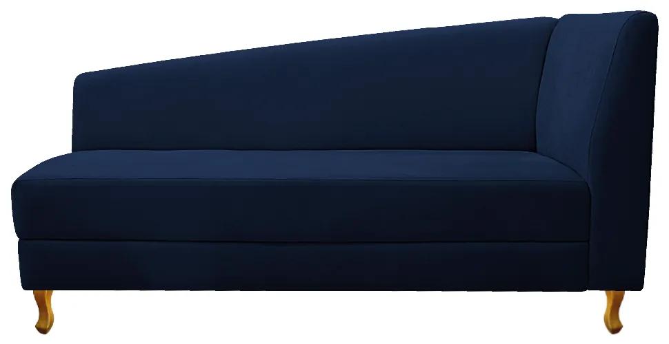 Recamier Valéria 140cm Lado Esquerdo Suede Azul Marinho - ADJ Decor