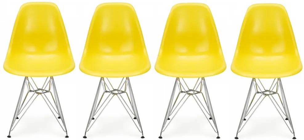 Conjunto 4 Cadeiras Eiffel Eames DSR Amarela