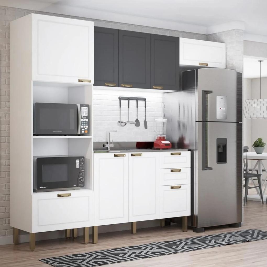 Cozinha Completa 4 peças Americana Multimóveis 5699 Branco/Grafite