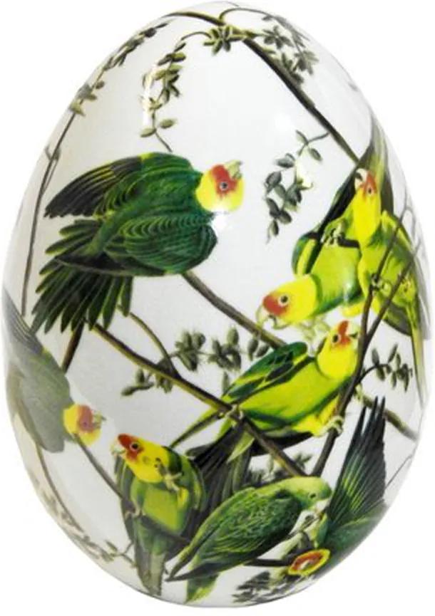Ovo Decorativo em Cerâmica Pássaros Verde - 21x13cm