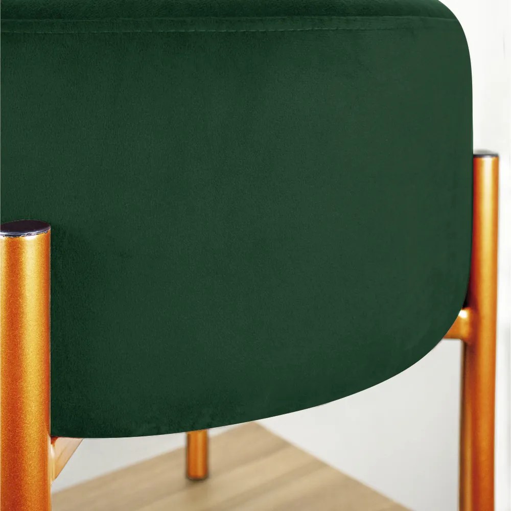 Puff Banqueta Decorativo Industrial Cobre Iron Suede D03 - D'Rossi - Verde