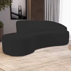 Sofá Living 3 Lugares 230cm Braço Direito Mozart D06 Sintético Preto -