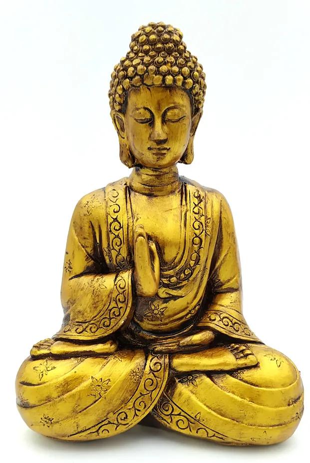 Estátua Buda Meditando (16cm) - Dourado