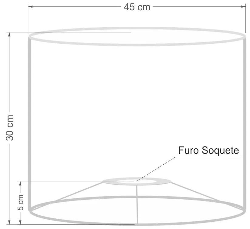 Cúpula abajur e luminária cilíndrica vivare cp-8022 Ø45x30cm - bocal europeu - Rustico-Cinza