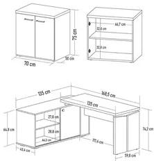 Mesa Escrivaninha em L Sharp e Balcão 70cm 2 Portas Tok A06 Olmo/Branc
