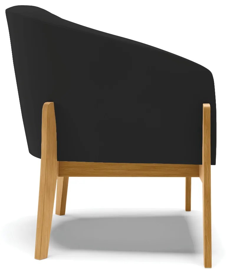 Poltrona Decorativa Base de Madeira kit 2 Stella Veludo D03 - D'Rossi - Preto