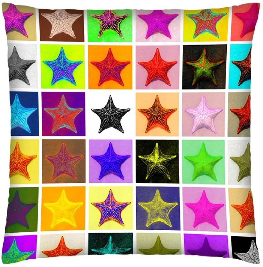 Almofada Colours Creative Photo Decor Estrelas Coloridas 45 x 45 cm Rosa