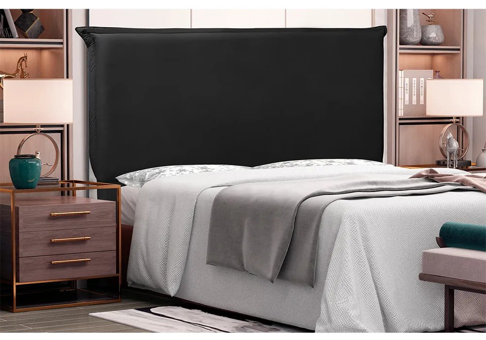 Cabeceira Garden Para Cama Box King 195 cm Corino Preto- D'Rossi