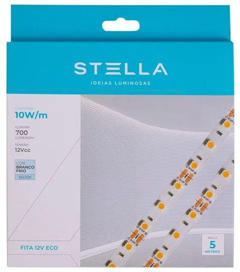 Fita Led 10w Por Metro 12v 5m 700lm 6500k Eco