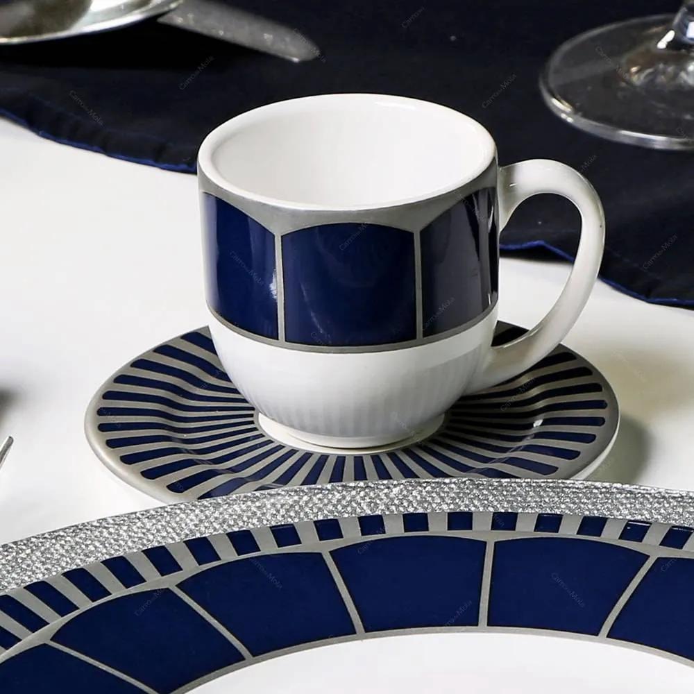 Conjunto 6 Xícaras de Café com Pires Flat Cobalt - em Cerâmica