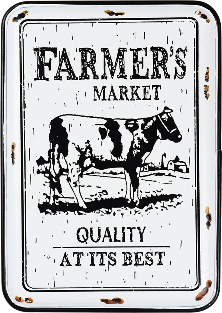 Placa  Farmer'S Market 32X22Cm Branco Kasa Ideia