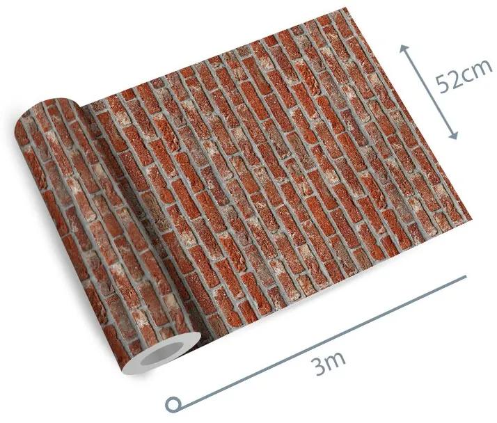 Adesivo tijolo vermelho fuga cinza cimento