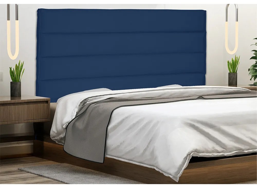 Cabeceira La Italiana Para Cama Box King 195 cm Suede Azul Marinho - D'Rossi