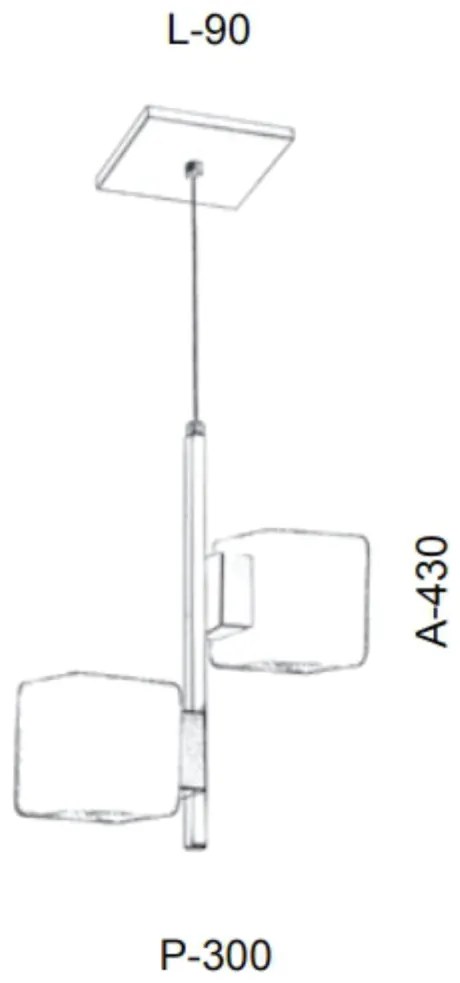 Pendente Duplo Vidro Quadrado 09X43X30Cm Metal E Cubo 01Xg9 |Old Artis... (HONEY, CLEAR (TRANSPARENTE))