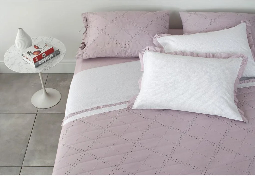 Jogo de Cama King 4pçs Buddemeyer Confort Petit 200 Fios Branco/Rosa