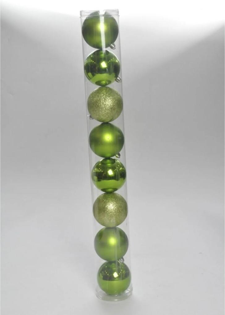 Bola De Natal Árvore Brilho Glitter 7Cm Com 8 Peças Verde