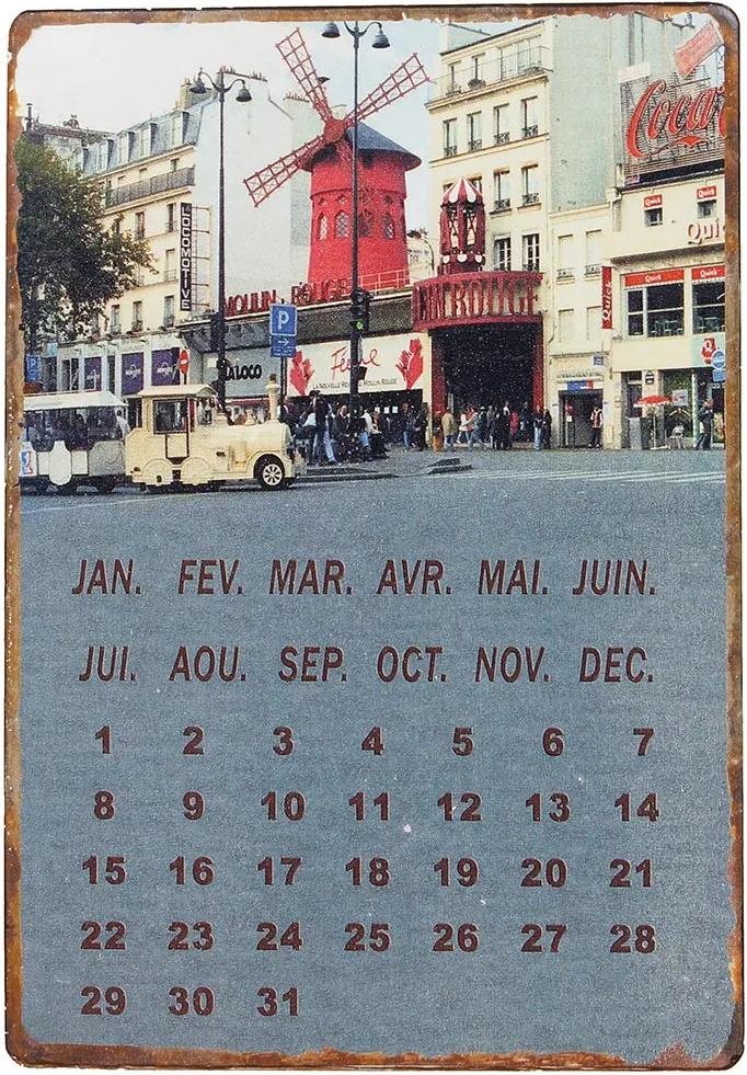 Placa Calendário Magnétic em Metal Moulin Rouge Oldway