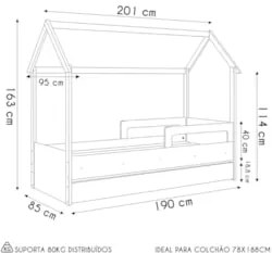 Cama Infantil Casinha Com Auxiliar Infix C06 Branco - Mpozenato