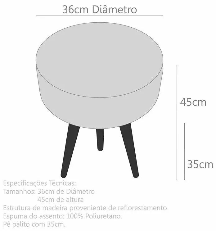 Puff Redondo Detroit Peach em Veludo com Pés Palito - Marrom