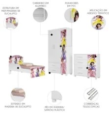Quarto Infantil 3 Peças Com Mini Cama Princesa Rosa Z53 - Mpozenat