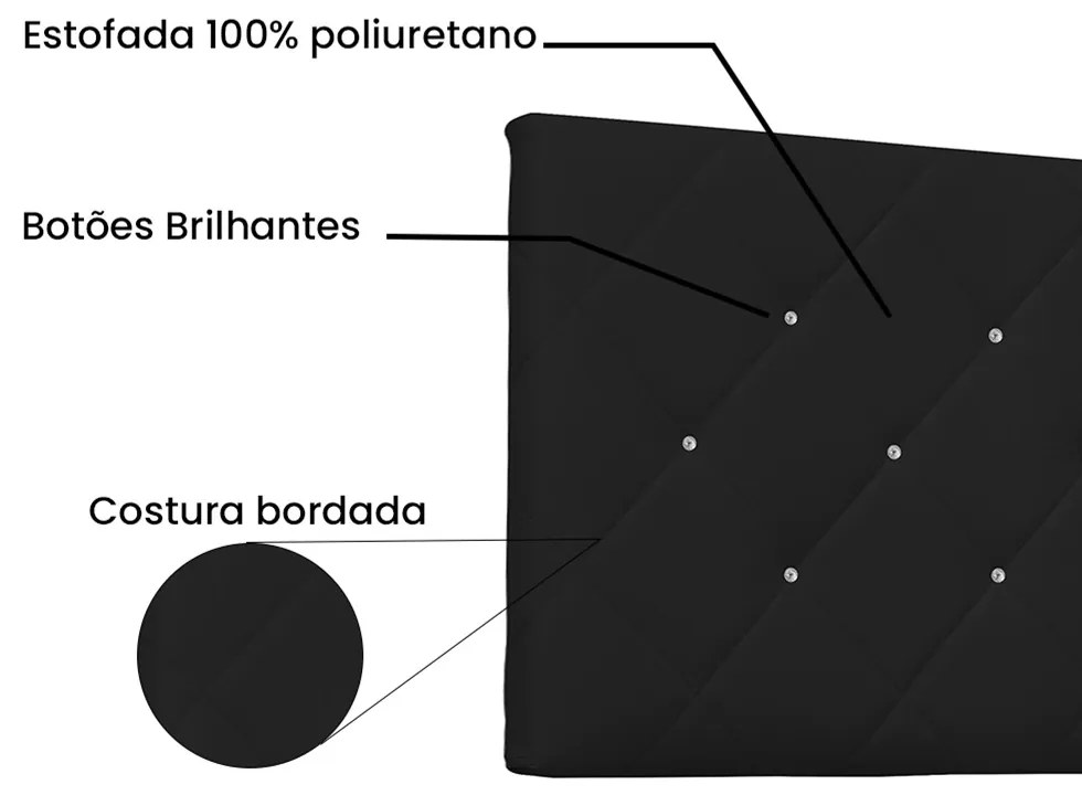 Cabeceira Painel Tânia Para Cama Box Queen 160 cm Corino Preto - D'Rossi