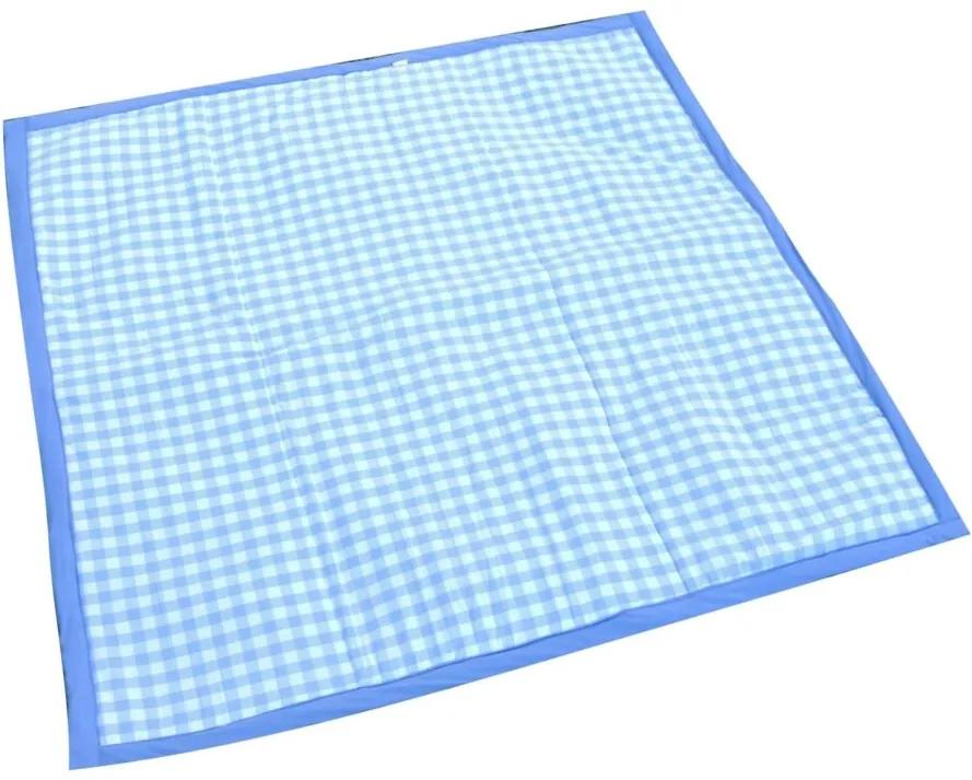 Tapete De Atividades Piquenique Impermeável E Acolchoado Xadrez Azul - 1,40m X 1,40m