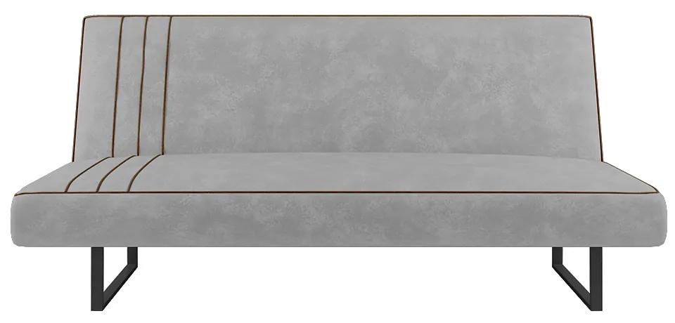 Sofá Cama Austrália 194 cm Encosto Reclinável Veludo Pés de Ferro Preto - D'Rossi - Cinza