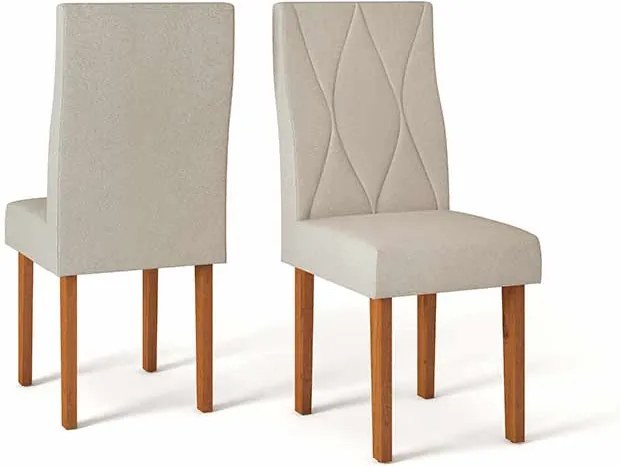 Conjunto 2 Cadeiras Manuela Rústico Terrara Tecido Linho Claro