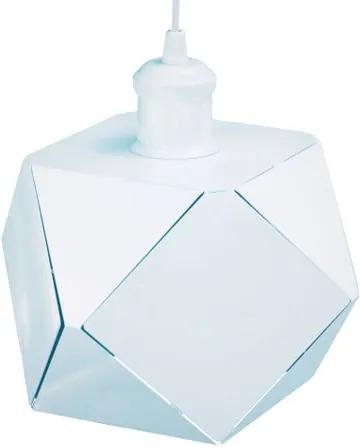 Luminária Pendente Geométrico Faces Branco Mod: Jogy | Soq: E27  | Tam:  22x15cm