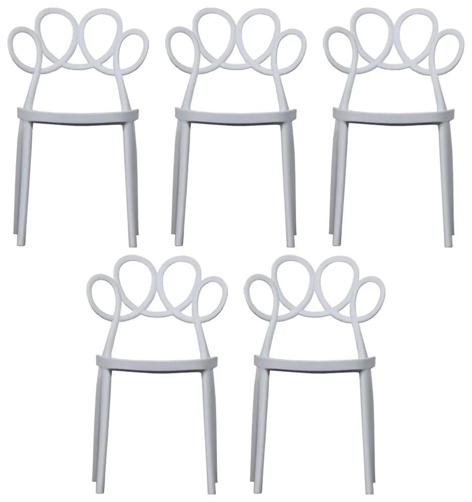 Kit 05 Cadeiras Decorativas para Cozinha Laço Branco - Gran Belo