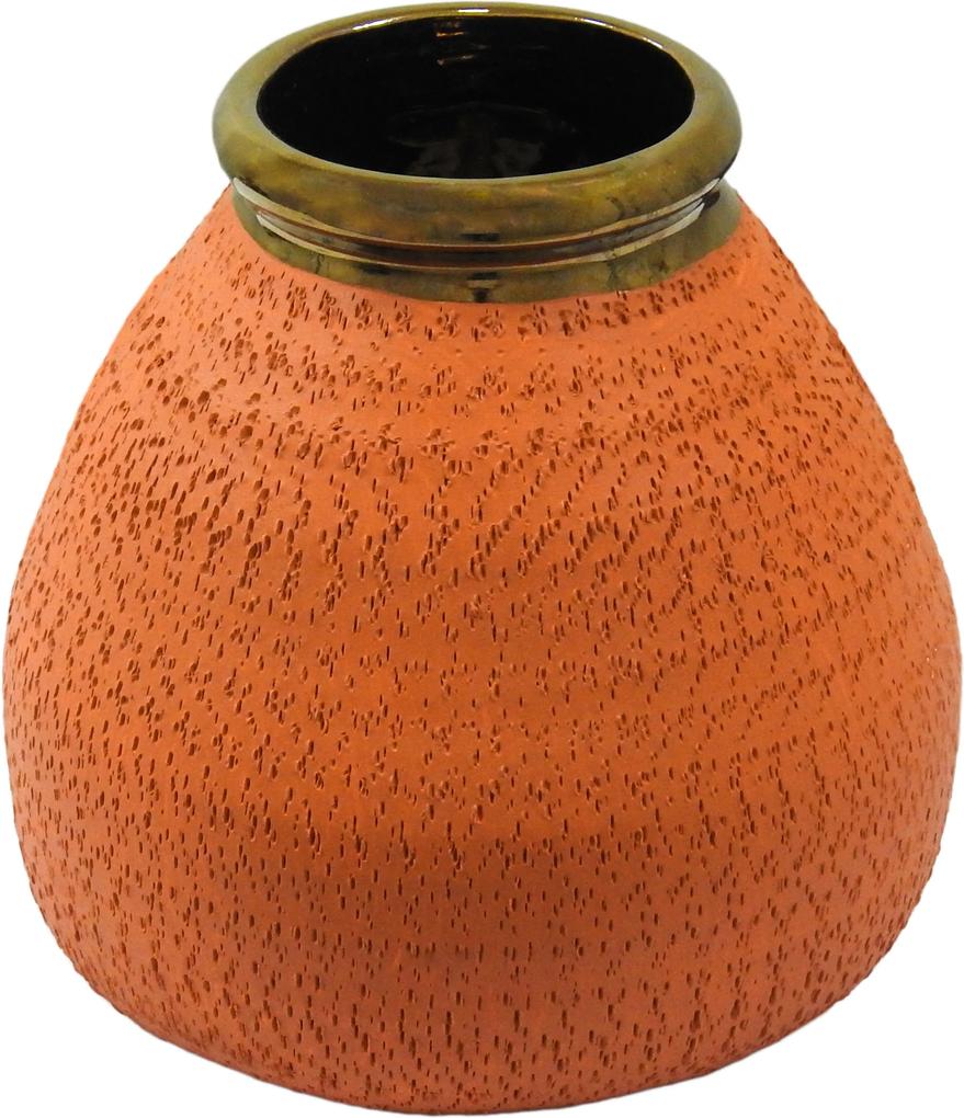 Vaso Decorativo em Cerâmica Laranja - 18x20cm