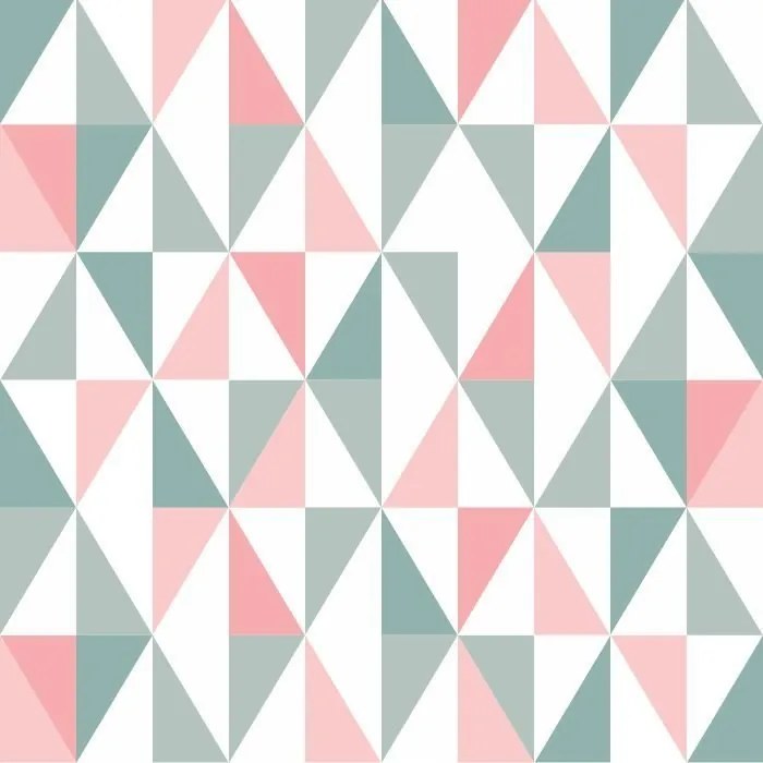 Papel De Parede Adesivo Triângulos Verde E Rosa (0,58m x 2,50m)