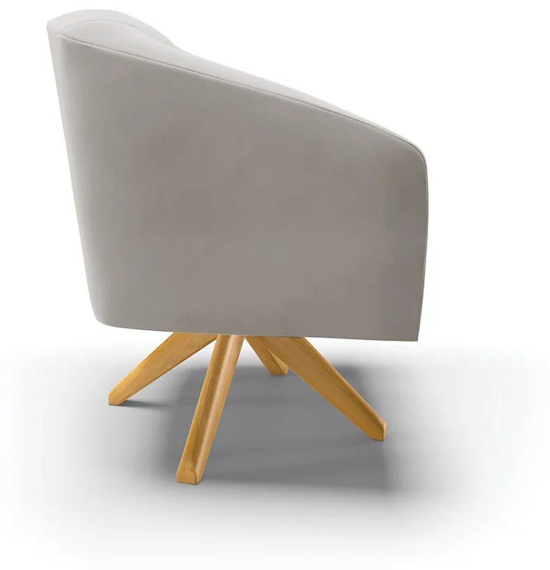 Poltrona Decorativa Giratória MA30 Stella Veludo D03 - D'Rossi - Cinza