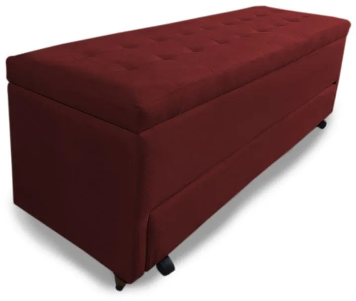 Calçadeira Baú com Sapateira Solteiro 90cm Paris Suede Bordô - Sheep Estofados - Vermelho escuro