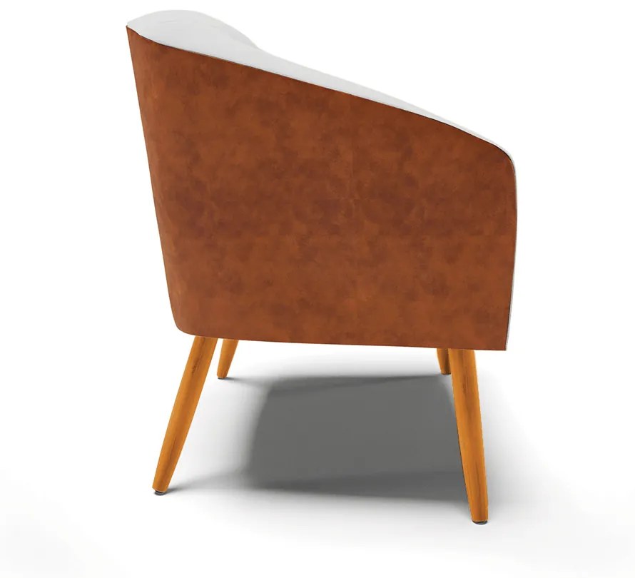 Poltrona Decorativa Pé Palito Castanho Stella Nozes/Linho Cinza D03 - D'Rossi