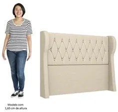 Cabeceira Casal Cama Box 140cm Malva I02 Linho Bege - Mpozenato