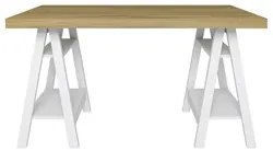 Mesa Escrivaninha 135cm Pés Cavalete Darte A06 Olmo/Branco - Mpozenato