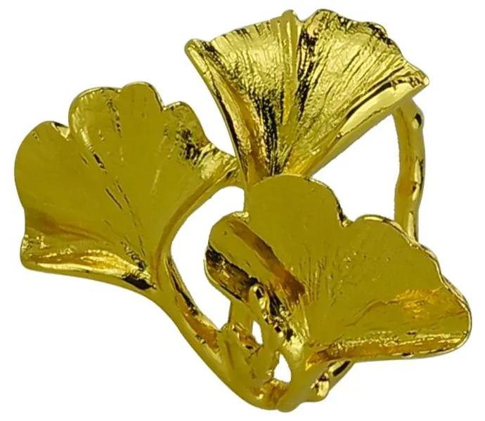 Jogo 4 Anéis Para Guardanapos Metal Flor Dourado 7x4x5cm 60727 Royal