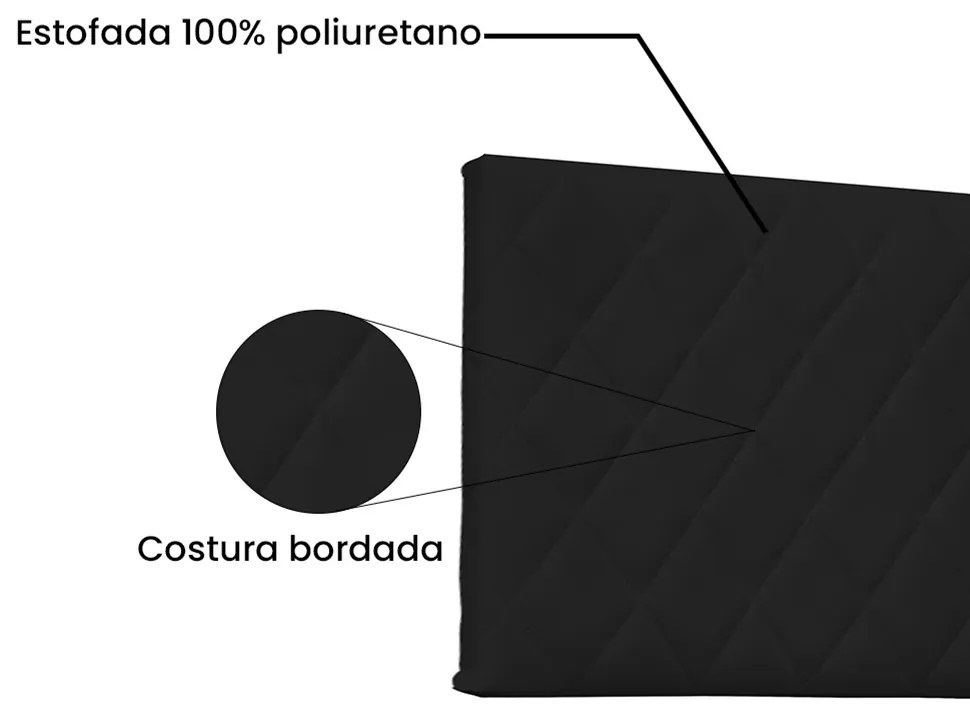 Cabeceira Painel Dubai Para Cama Box Solteiro 90 cm Corino Preto - D'Rossi