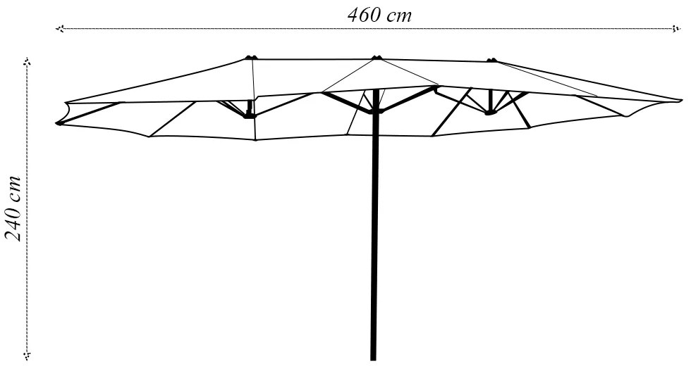 Ombrelone Externo Cobertura Dupla 460cm Estrutura em Alumínio c/Manivela Branco G31 - Gran Belo