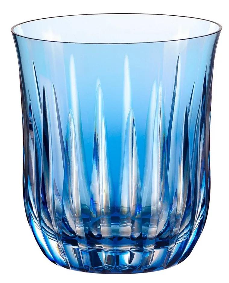 Copo de Cristal Lapidado p/Whisky - Azul Claro  Azul Claro