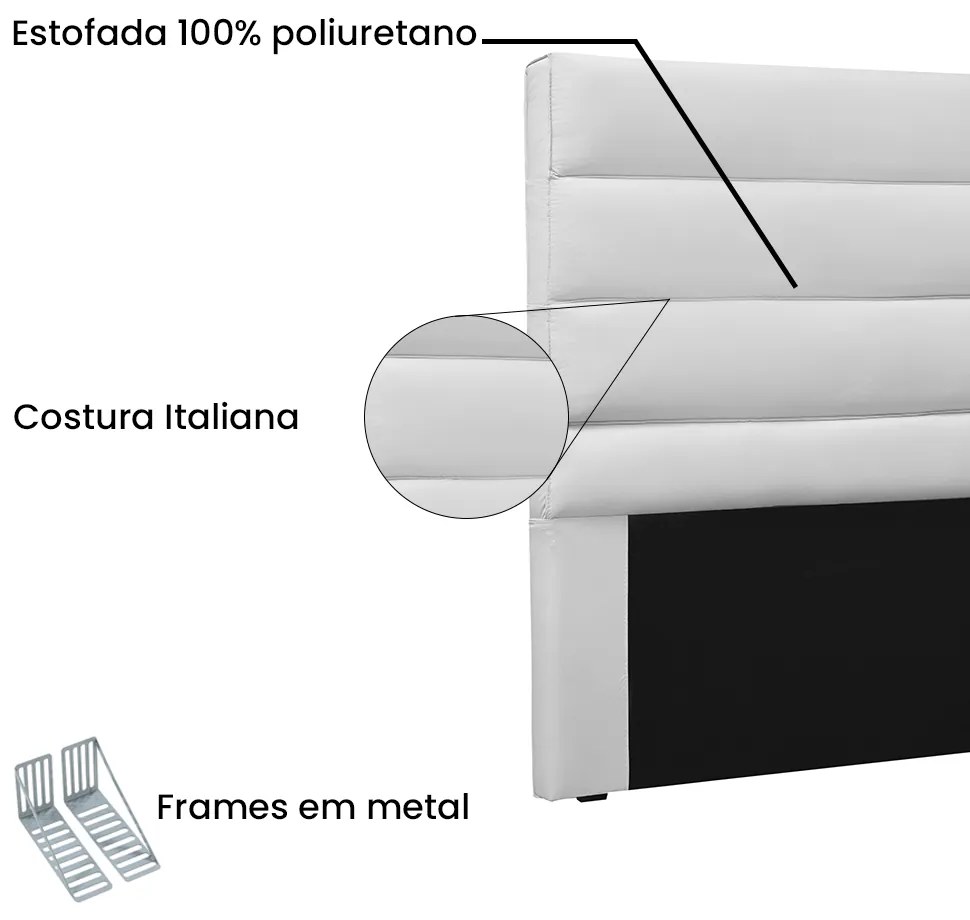 Cabeceira La Italiana Para Cama Box King 195 cm Corino - D'Rossi - Branco