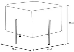 Puff Decorativo 45cm Base Aço Status C-305 Veludo Rosê - Domi