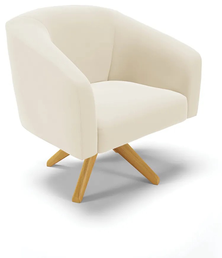Poltrona Decorativa Giratória MA30 Kit 2 Stella Veludo D03 - D'Rossi - Bege