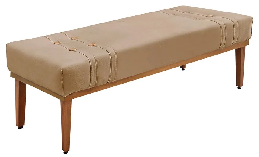 Cabeceira Cama Box Casal 140cm e Recamier Gênova Suede Bege S04 - D'Rossi